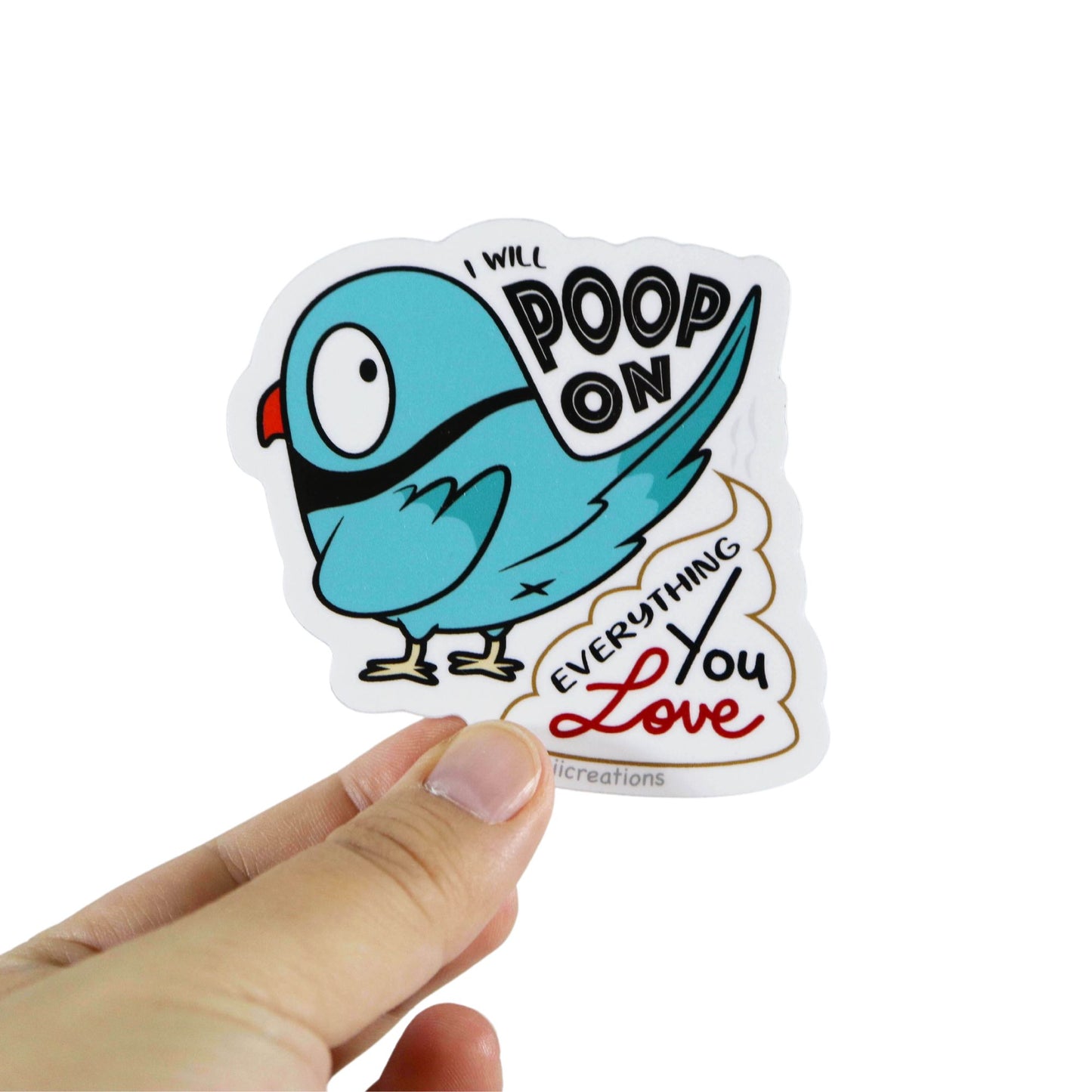 Ringneck Parakeet funny sticker held in hand