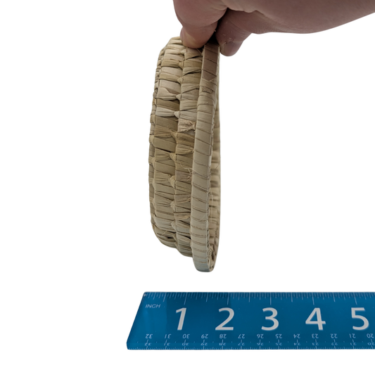 6 Inch Palm Bowl bird toy part by Lil Monsters Bird toys, held next to ruler to show depth and scale