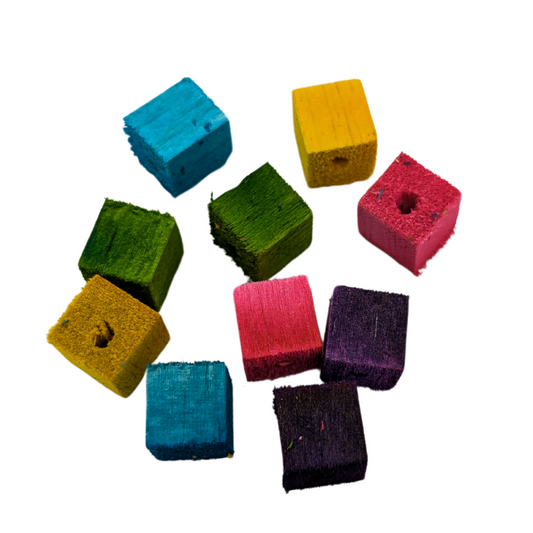 Mini half inch balsa cubes for toy parts, by Lil Monsters Bird Toys