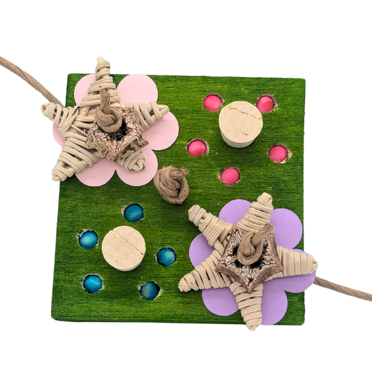 Dandy Parrot toy by Lil Monsters Bird Toys with balsa, mahogany, cork, vine, and wood beads