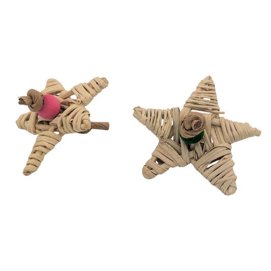 Oh My Star by Lil Monsters Bird Toys, Foot Toy for small parrots made with vine stars, 10mm beads, and paper rope. 