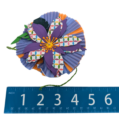 Wallflower parrot toy by Tiny Conure Trinkets, next to a ruler for scale