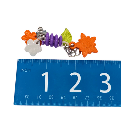 Bee's Garden Bird Toy by Tiny Conure Trinkets, shown next to ruler for scale