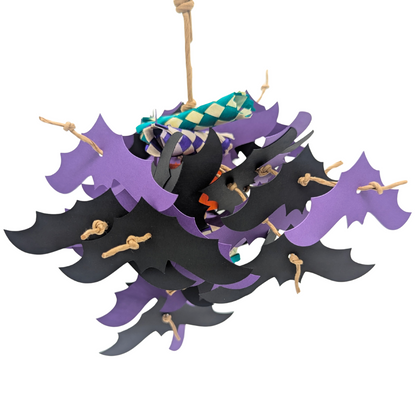 Belfry Halloween Parrot Toy by Lil Monsters Bird Toys, with cardstock, balsa, and palm