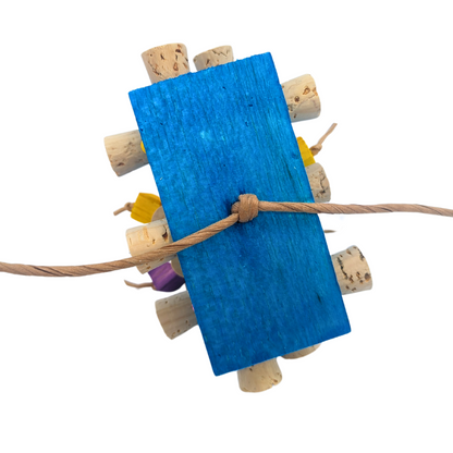 Blockbuster parrot toy by Lil Monsters Bird Toys, showing the back detail