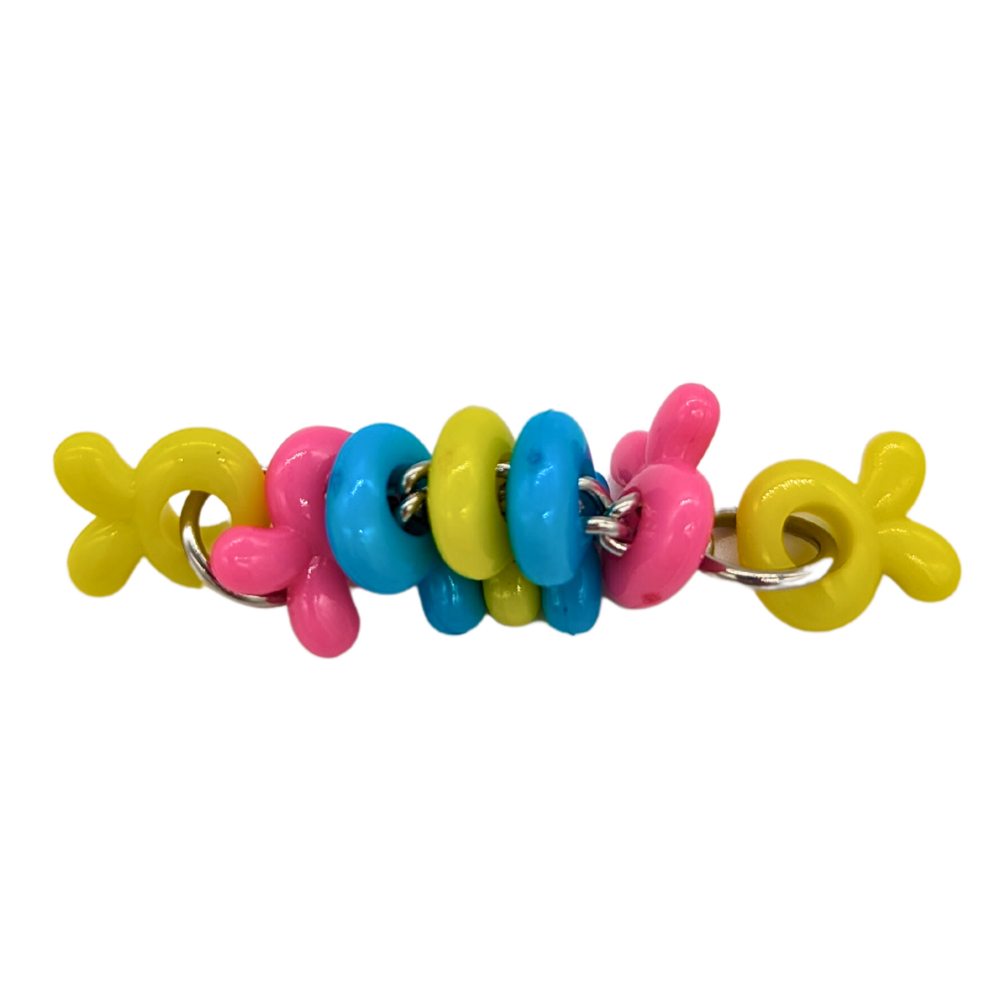 Bunny Twister foot toy for birds by Tiny Conure Trinkets, with plastic bunny beads