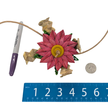 Daisy by Lil Monsters Bird Toys. Shown next to a US quarter, Sharpie marker, and ruler for scale. 