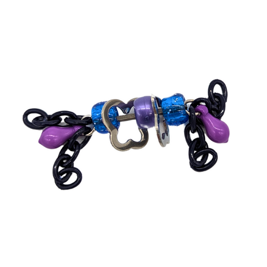 Fiddlin Sticks foot toy for birds by Tiny Conure Trinkets, with plastics and metal parts