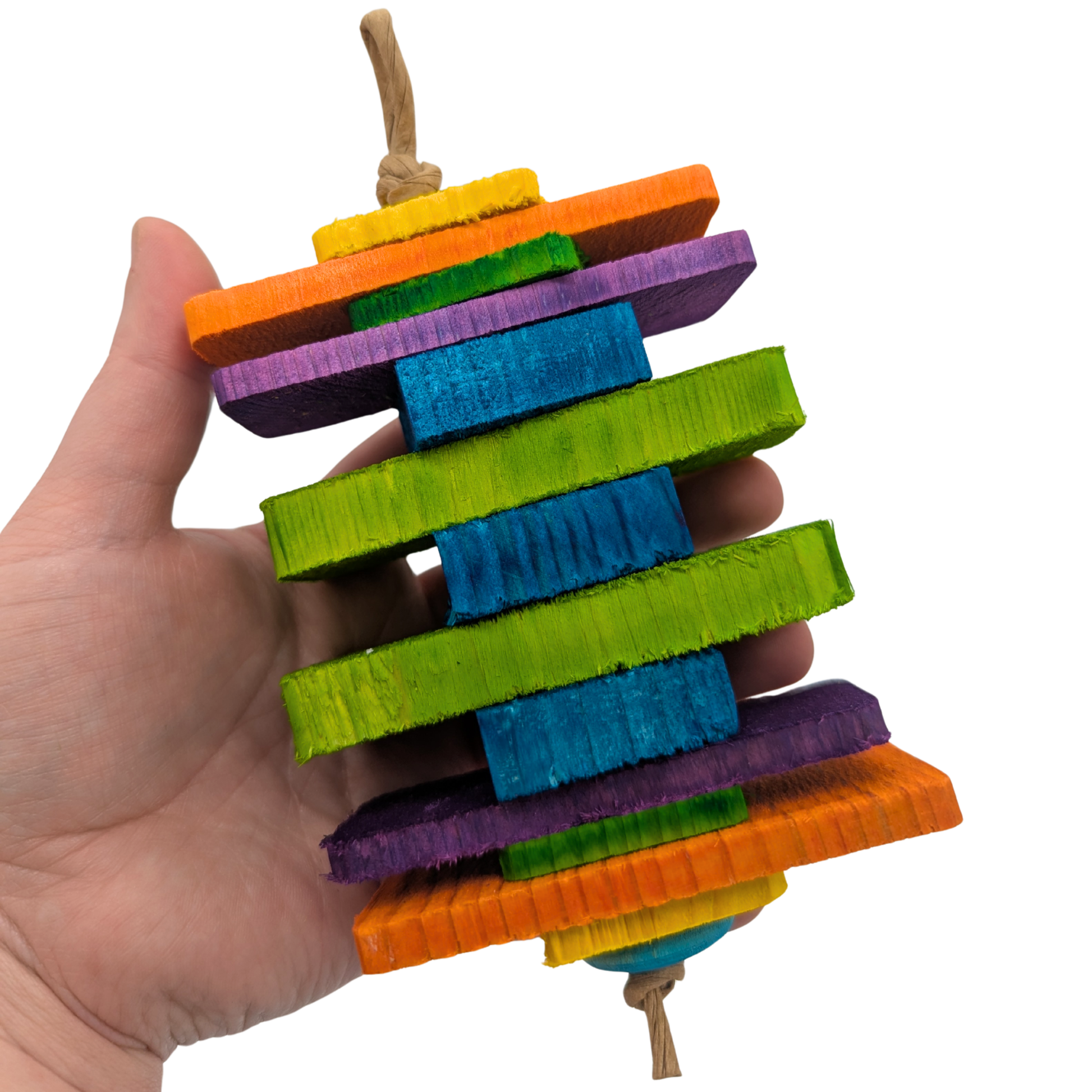 Gradient by Lil Monsters Bird Toys. Held in hand for scale. 