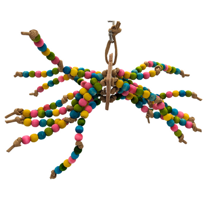 Medusa parrot toy by Lil Monsters Bird Toys, side angle