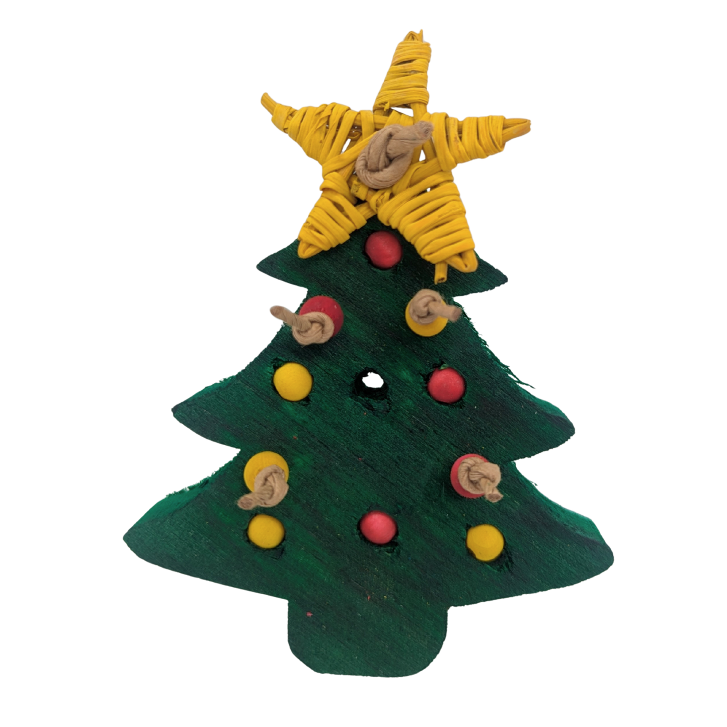 O Christmas Tree (Plastic Free) by Lil Monsters Bird Toys, with Balsa, wood beads, and vine