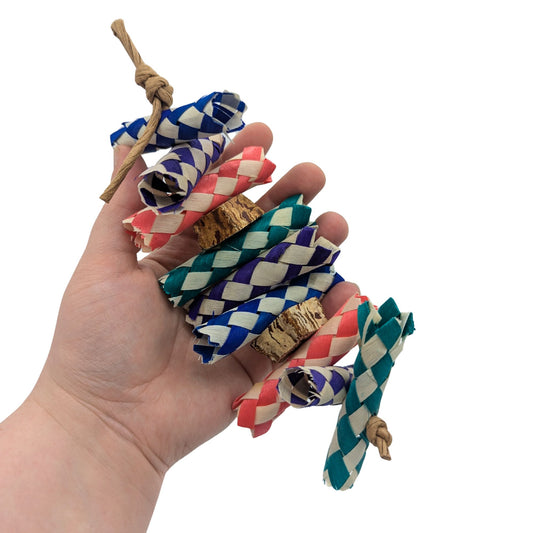 Simply Put by Lil Monsters Bird Toys. Held in hand for scale. 