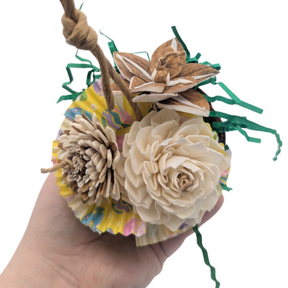 Spring Bouquet by Lil Monsters Bird Toys. Shown in hand for scale. 