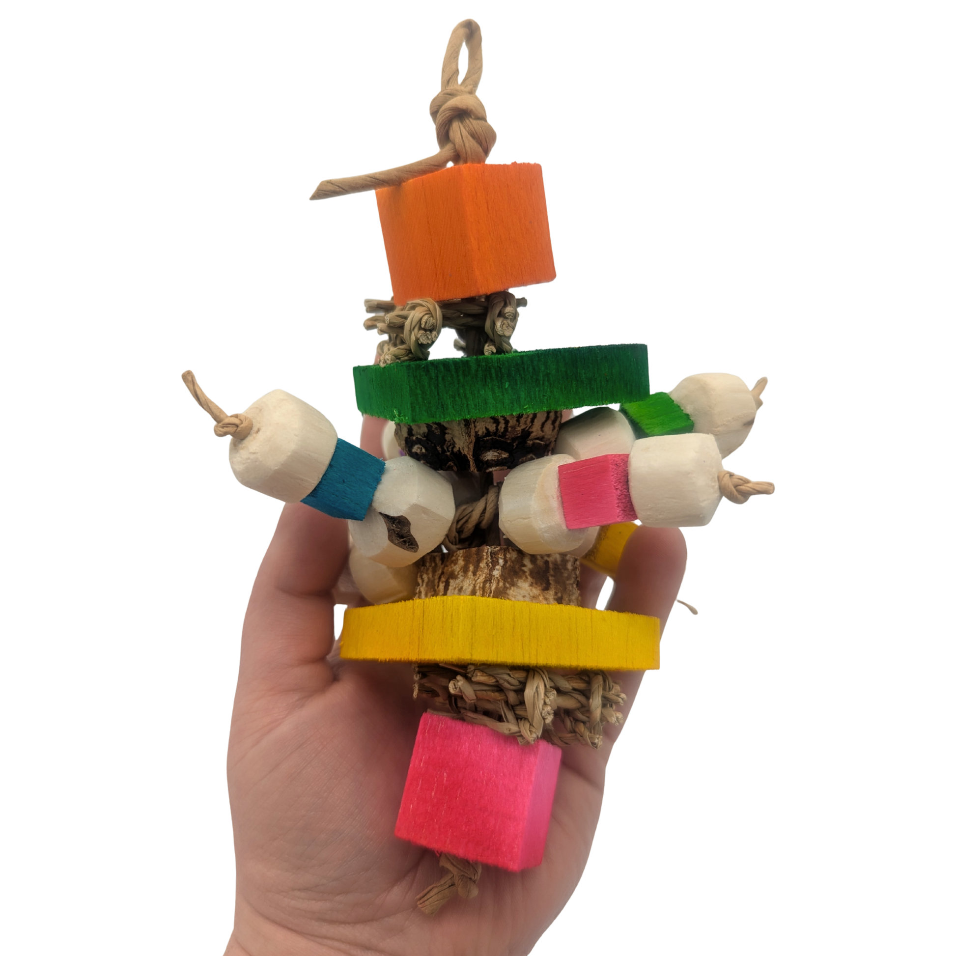 Sprite by Lil Monsters Bird Toys. Held in hand for scale. 