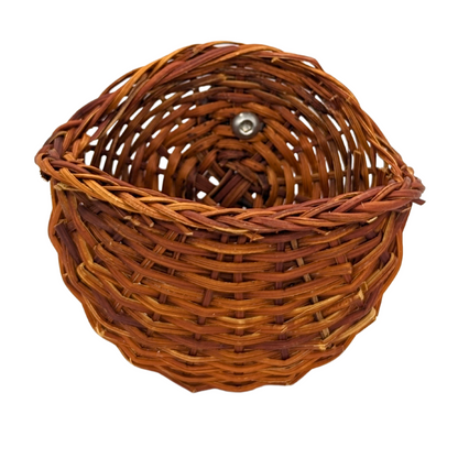 Toy Basket by Lil Monsters Bird Toys, made with rattan and stainless steel hardware, for holding foot toys