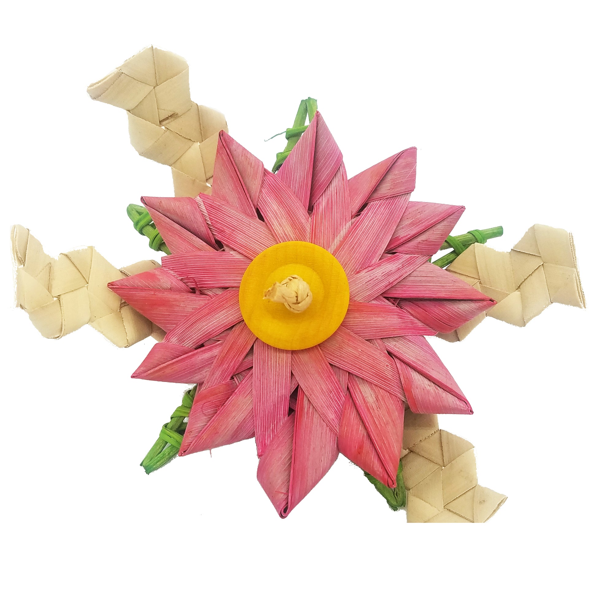 Daisy by Lil Monsters Bird Toys. Made with palm leaf, vine, and hardwood wheels. 
