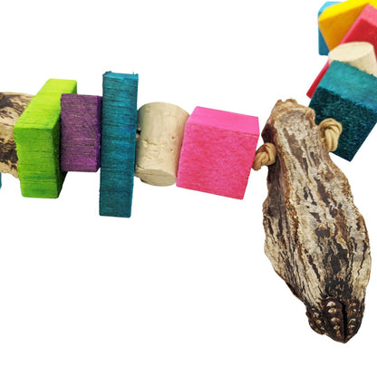 Balsa Garland by Lil Monsters Bird Toys. Close up view of the center area.