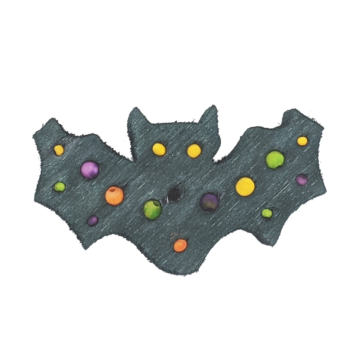 A bat shaped piece of balsa. Includes embedded beads and millet. A Halloween themed toy for small parrots such as conures, cockatiels. budgies, parakeets, ringnecks and more. 