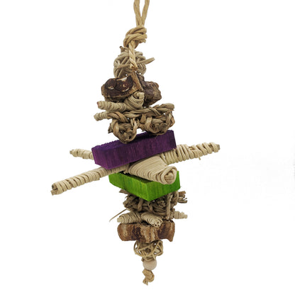 Briar by Lil Monsters Bird Toys. Made with vine, seagrass, mahogany pods, and balsa. 