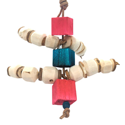 Another look at Buggy by Lil Monsters Bird Toys, with larger sola beads, showing the variation in sizes when compared to the first photo. 