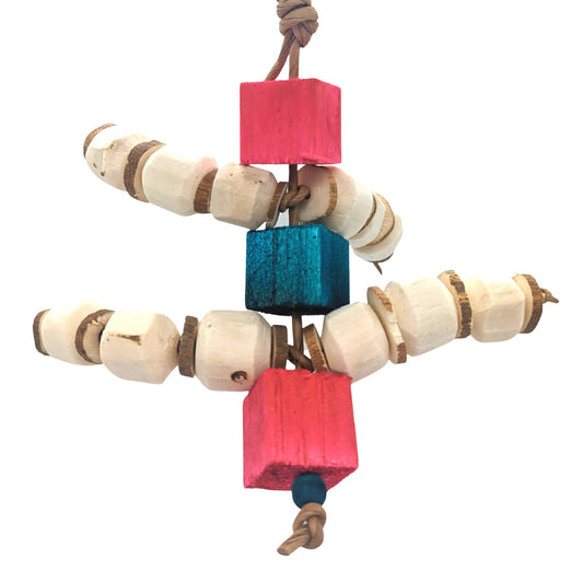 Another look at Buggy by Lil Monsters Bird Toys, with larger sola beads, showing the variation in sizes when compared to the first photo. 