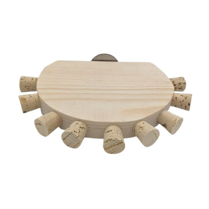 Cork Nook by Lil Monsters Bird Toys. Shown at an angle to show how the corks are embedded. 