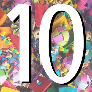 Foot Toy Grab Bag by Lil Monsters Bird Toys, Showing a number 10. 