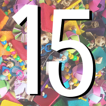 Foot Toy Grab Bag by Lil Monsters Bird Toys, Showing a number 15. 
