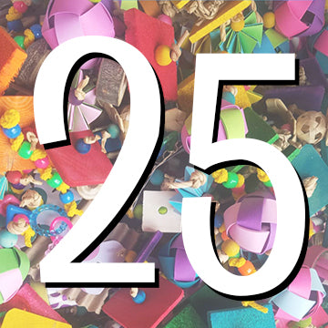 Foot Toy Grab Bag by Lil Monsters Bird Toys, Showing a number 25. 