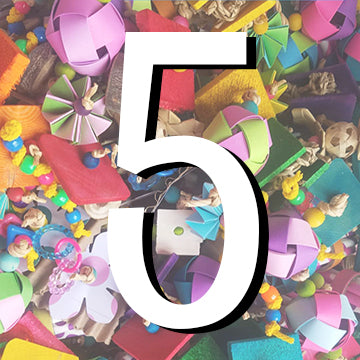 Foot Toy Grab Bag by Lil Monsters Bird Toys, Showing a number 5. 