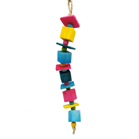 Hugh by Lil Monsters Bird Toys, with balsa, barrel beads, and quarter inch thick pine, in the linear option. 