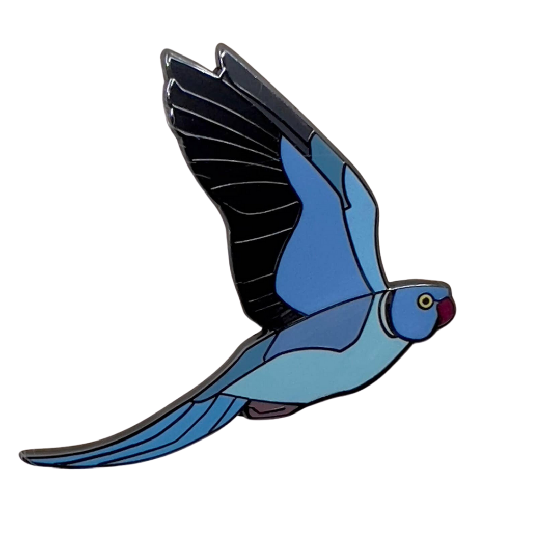 Blue Indian Ringneck Hard Enamel Pin by Roamin Bison Workshop