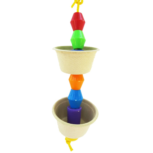 Intro to Foraging by Lil Monsters Bird Toys, with plastic beads and wheat fiber souffle cups. 