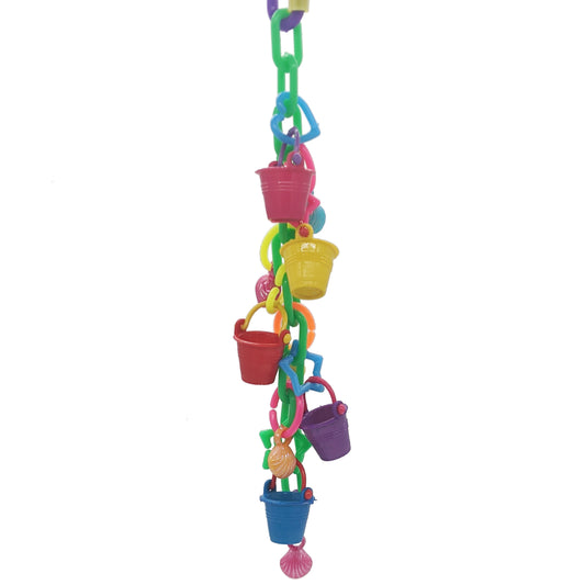 Seashore by Lil Monsters Bird Toys, made with mini plastic buckets and clams on plastic chain. 