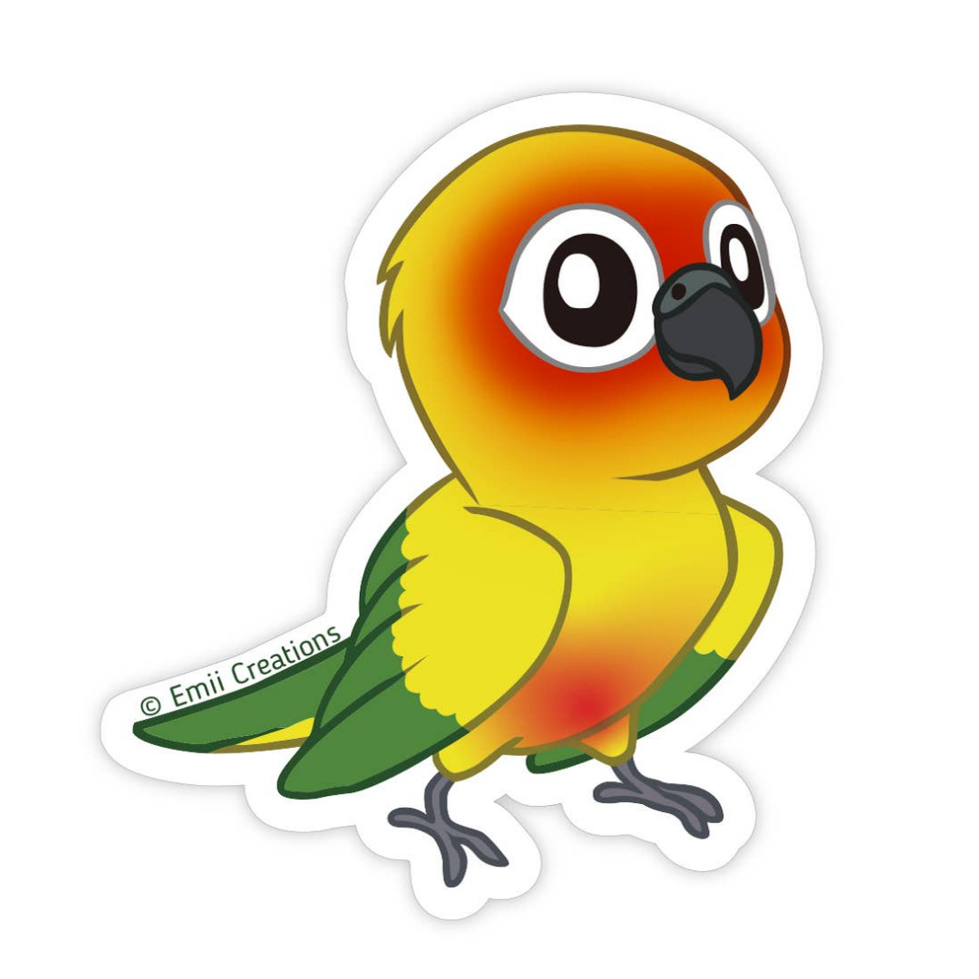 Sun Conure Vinyl Sticker by Emii Creations