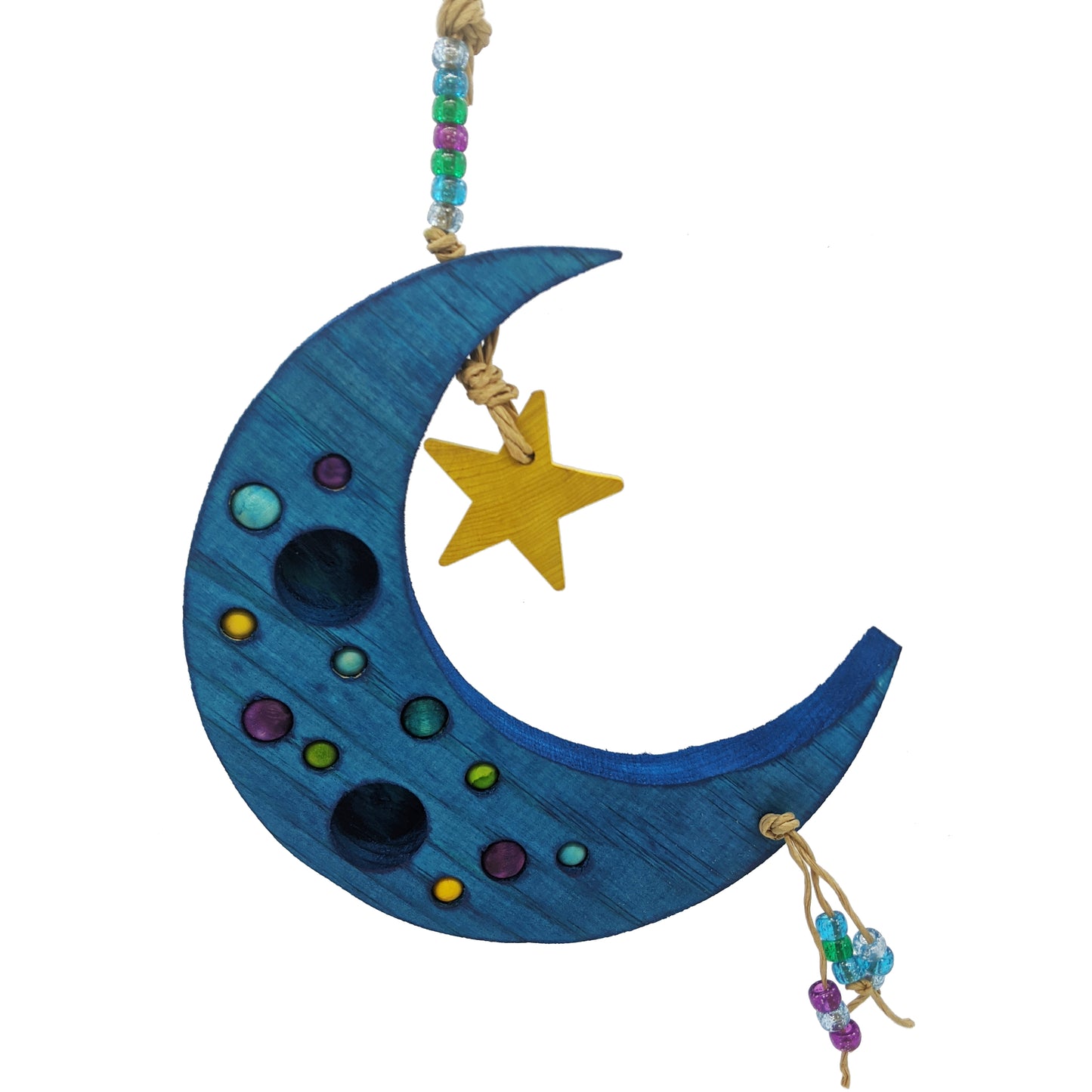 Sweet Dreams by Lil Monsters Bird Toys. A Crescent Moon Shaped Bird toy or swing, shown in dark blue. 