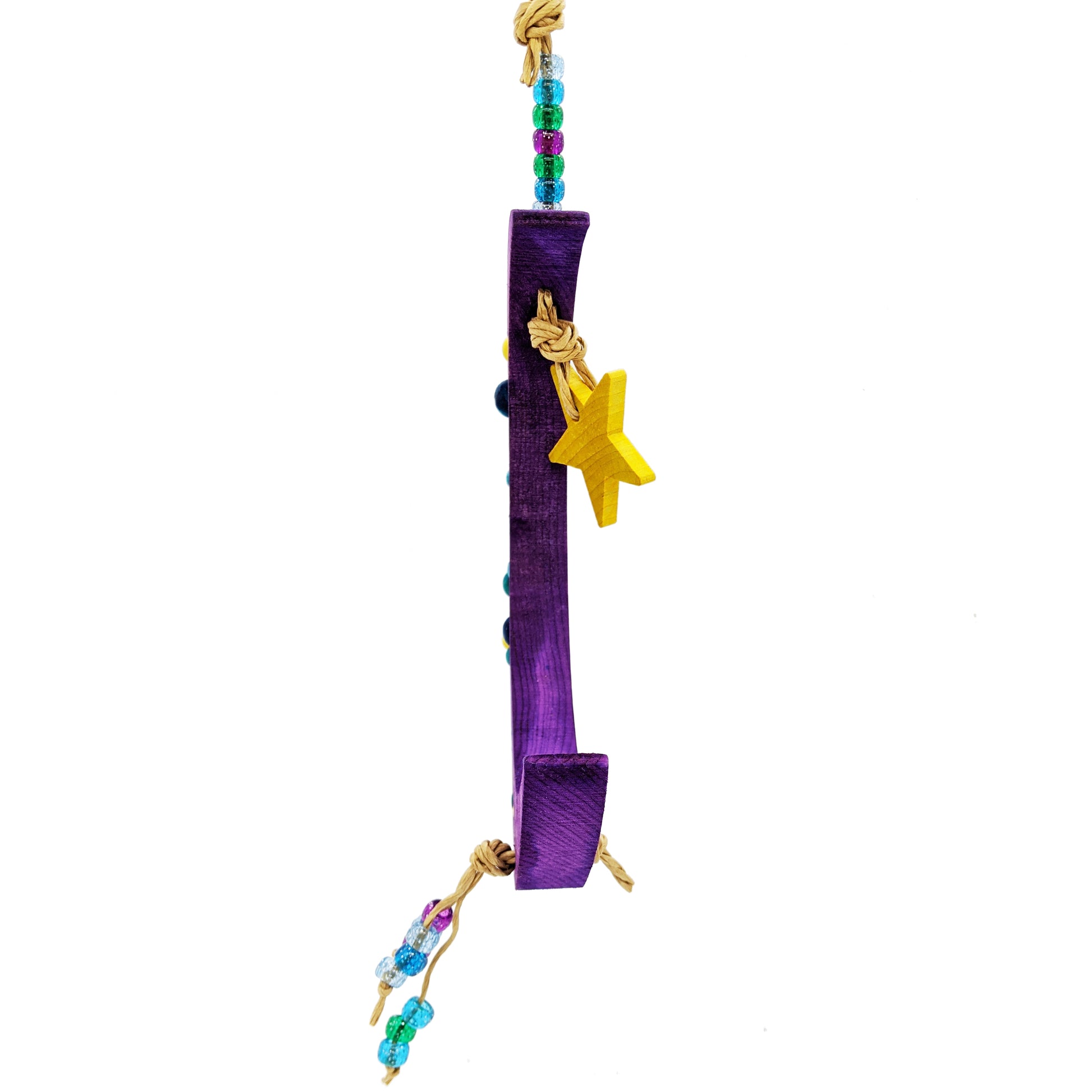 Sweet Dreams by Lil Monsters Bird Toys. A Crescent Moon Shaped Bird toy or swing, shown in profile to demonstrate thickness. 
