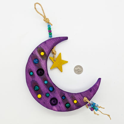 Sweet Dreams by Lil Monsters Bird Toys. A Crescent Moon Shaped Bird toy or swing, in purple.