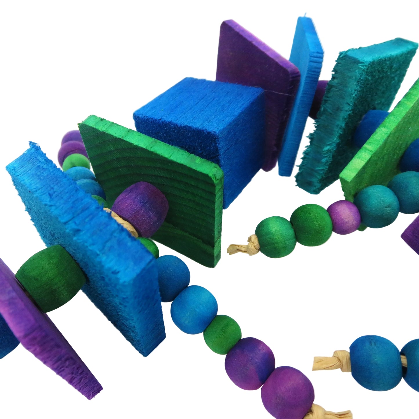 Triathlon by Lil Monsters Bird Toys. Close up view of the beads. 